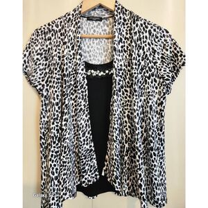 F31 Notations leopard print blouse petite